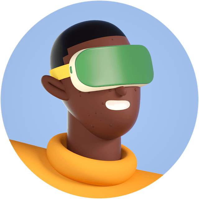 Creative wearing a VR headset